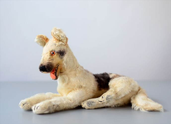 訳あり 1960-70年代 ドイツ製 Steiff くつろぐシェパード シュタイフ ぬいぐるみ ジャーマンシェパード アンティーク ヴィンテージ