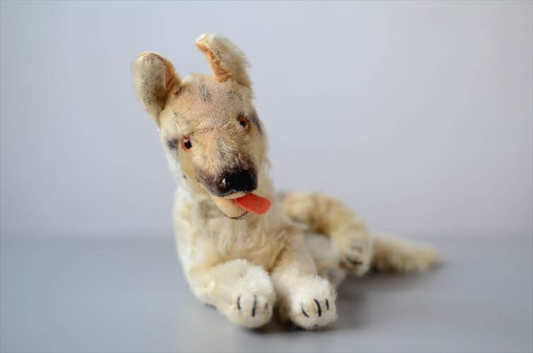 訳あり 1960-70年代 ドイツ製 Steiff くつろぐシェパード シュタイフ ぬいぐるみ ジャーマンシェパード アンティーク ヴィンテージ