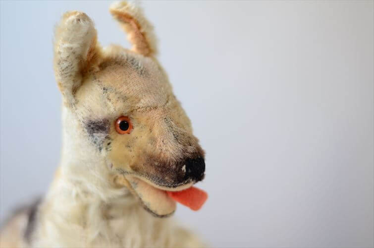 訳あり 1960-70年代 ドイツ製 Steiff くつろぐシェパード シュタイフ ぬいぐるみ ジャーマンシェパード アンティーク ヴィンテージ