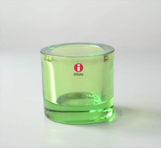 フィンランド製 iittala×Marimekko Kivi キャンドルホルダー イッタラ キビ 廃盤色 アップルグリーン 北欧 ガラス 燭台_250422