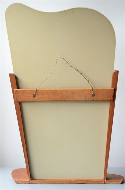 デンマーク製 1960年代 チーク ウォールミラー 53x31cm 棚付き シェルフ 壁掛け鏡 北欧 無垢 アンティーク