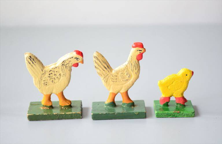 ドイツ エルツ山地製 かわいい木製の動物オブジェ にわとり 置物 アートピース フィギュア ヴィンテージ_250523