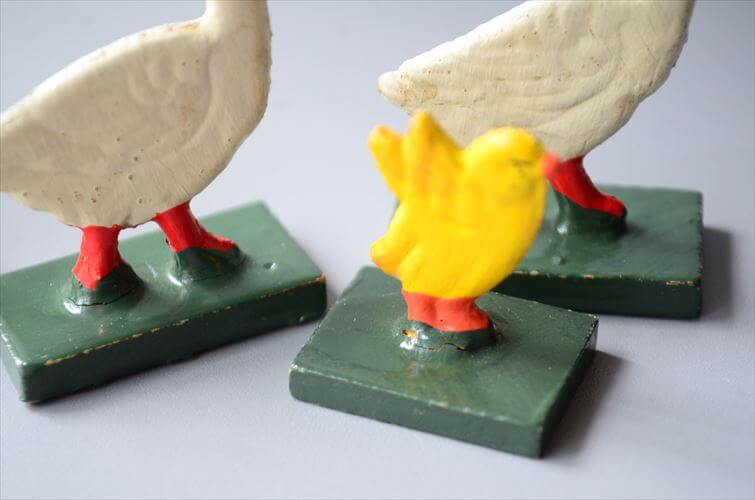 ドイツ エルツ山地製 かわいい木製の動物オブジェ あひる 鳩 置物 アートピース フィギュア ヴィンテージ_250523