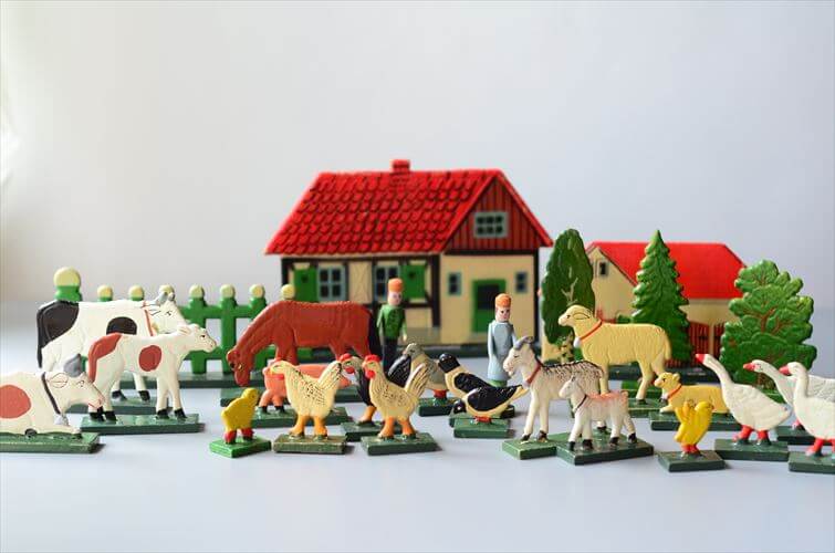 ドイツ エルツ山地製 かわいい木製の動物オブジェ ウシ 牛 置物 アートピース フィギュア ヴィンテージ_250523
