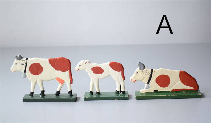 ドイツ エルツ山地製 かわいい木製の動物オブジェ ウシ 牛 置物 アートピース フィギュア ヴィンテージ_250523