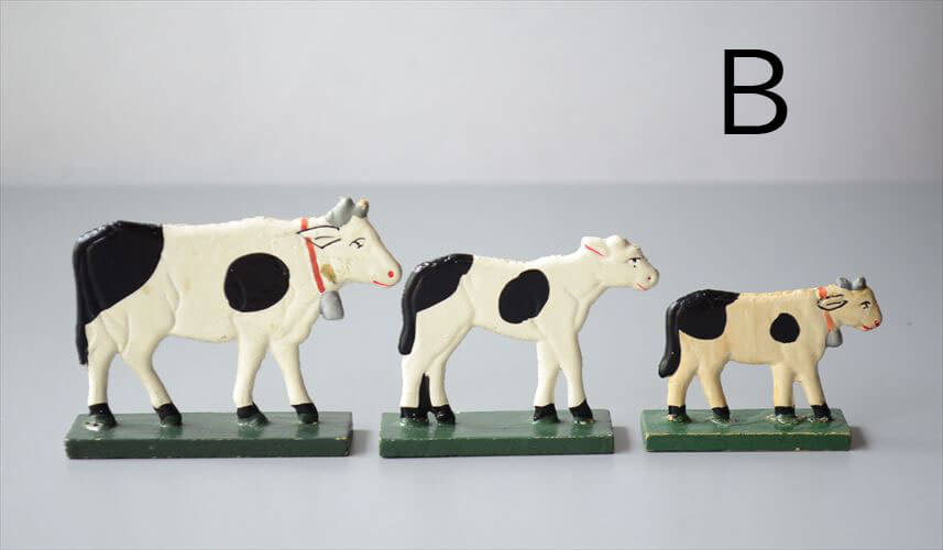 ドイツ エルツ山地製 かわいい木製の動物オブジェ ウシ 牛 置物 アートピース フィギュア ヴィンテージ_250523