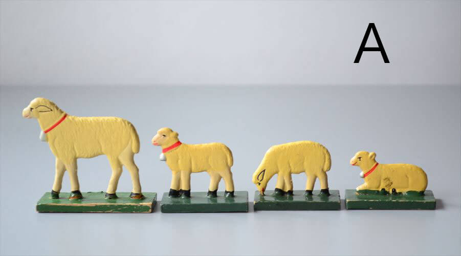 ドイツ エルツ山地製 かわいい木製の動物オブジェ 羊 ヤギ 置物 アートピース フィギュア ヴィンテージ_250523