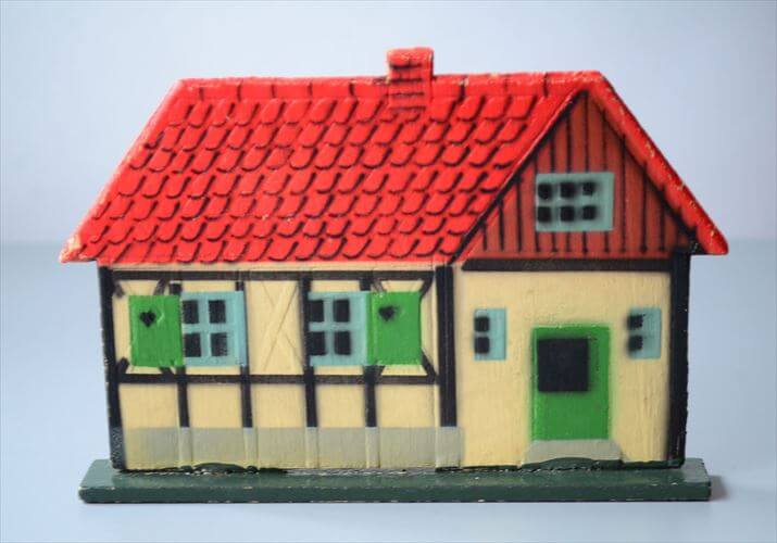 ドイツ エルツ山地製 かわいい木製の家オブジェ HOUSE 牧場 置物 アートピース フィギュア ヴィンテージ_250523