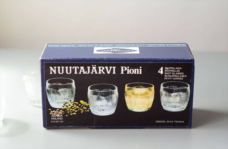 フィンランド製 ARABIA Pioni ショットグラス 30ml NUUTAJARVI アラビア ヌータヤルヴィ ピオニ ガラス 北欧 アンティーク