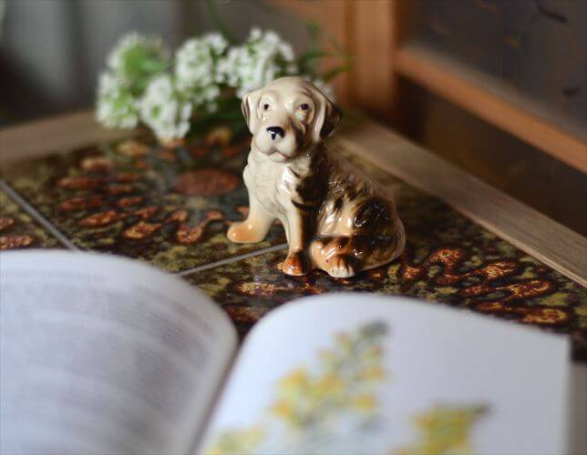 イングランドから セントバーナードらしき子犬 磁器 オブジェ イヌ 犬 フィギュア ヴィンテージ アンティーク