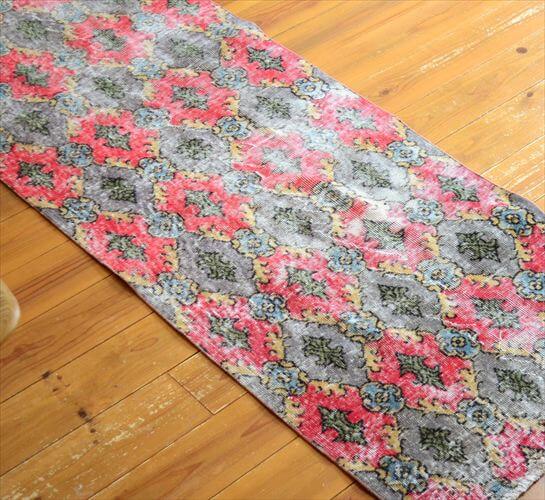 トルコ Isparta産 オールドキリム ラグ 200x88cm リビング アウトドア キャンプラグとしても 絨毯 カーペット ウール