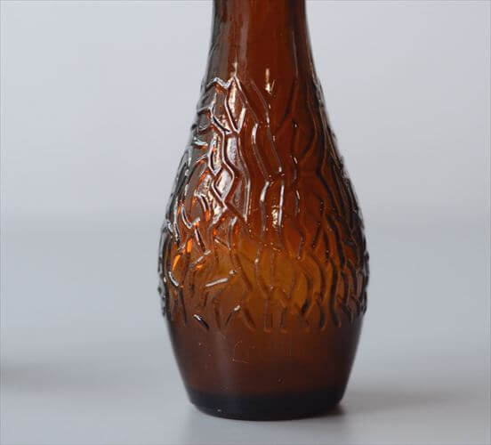 ドイツから アンバーガラスとホルダーの花瓶 一輪挿し 花器 グラス フラワーベース アンティーク　ヴィンテージ