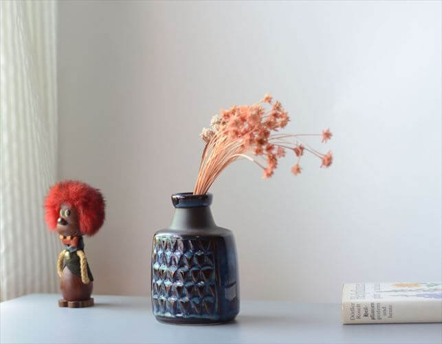 デンマーク製 SOHOLM 花瓶 Einar Johansen ネイビー 北欧 花器 スーホルム 一輪挿し フラワーベース アンティーク ヴィンテージ