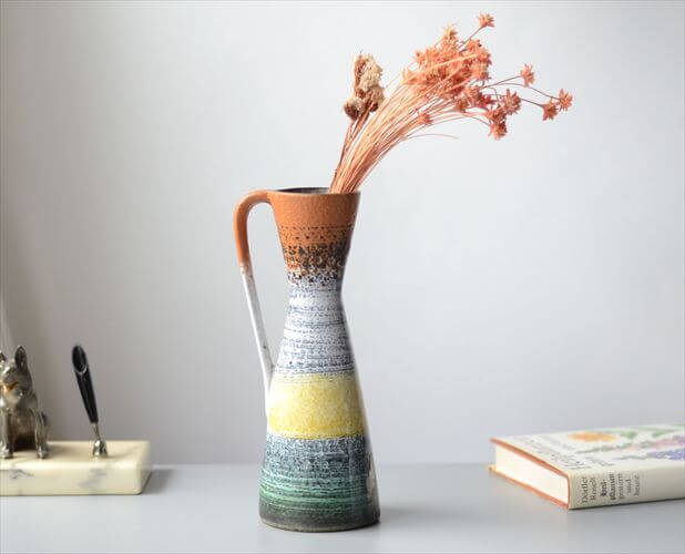 東ドイツ製 ヴィンテージ VEB Haldensleben 陶器の花瓶 Fat Lava 花器 一輪挿し ミッドセンチュリー フラワーベース アンティーク