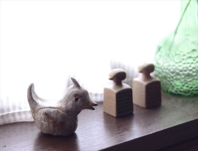 デンマークから アオカケスのようなかわいい陶器の鳥 北欧 オブジェ インテリア ヴィンテージ アンティーク