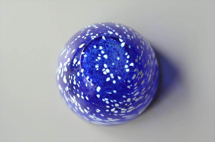 スウェーデン STENINGE SLOTT きれいなブルーのガラスボウル 9.7cm 北欧 グラス ポット ヴィンテージ