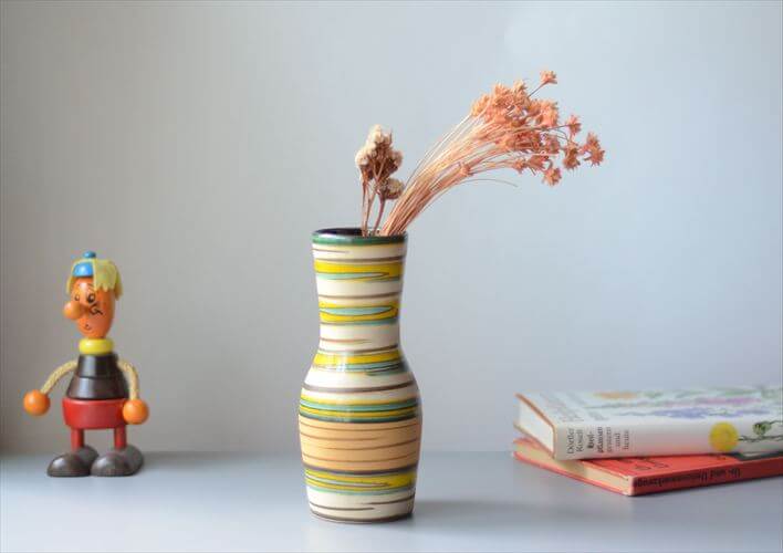 西ドイツ製 Dumler&Breiden マルチカラー 陶器の花瓶 花器 一輪挿し ミッドセンチュリー期 フラワーベース ヴィンテージ