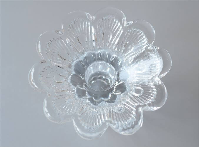 スウェーデン製 Nybro Flower ガラスキャンドルホルダー Paul Isling ヴィンテージ アンティーク_251027