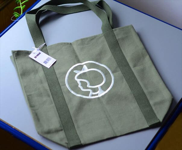 デッドストック 未使用品 デンマーク Irma キャンバス トートバッグ カーキグリーン ミリタリー エコバッグ イヤマちゃん 北欧