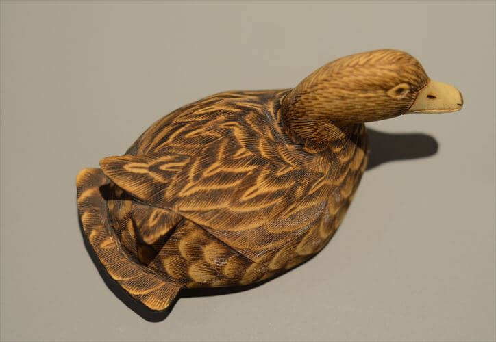 フランスから 木製の鴨 オブジェ デコイ 鳥 置物 オブジェ インテリア アンティーク ヴィンテージ_251224