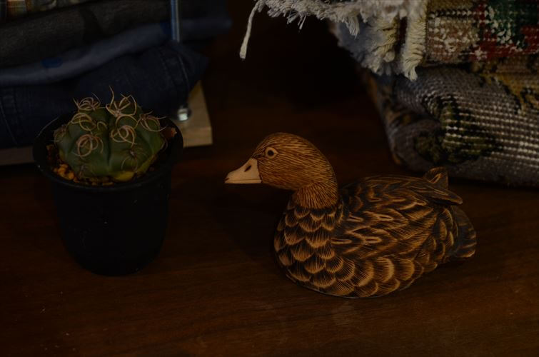 フランスから 木製の鴨 オブジェ デコイ 鳥 置物 オブジェ インテリア アンティーク ヴィンテージ_251224