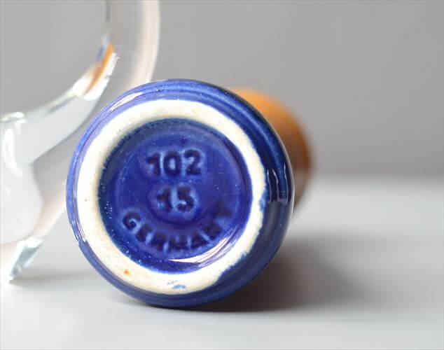 ドイツ製 Dumler&Breiden ブルーｘブラウン 陶器の花瓶 花器 一輪挿し ミッドセンチュリー期 フラワーベース ヴィンテージ