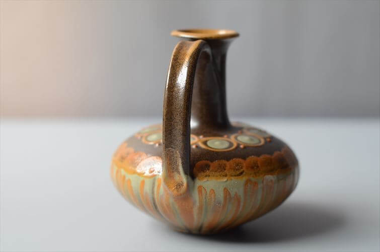 ドイツ製 ミッドセンチュリー期のArt Pottery 陶器の花瓶 花器 一輪挿し フラワーベース ヴィンテージ