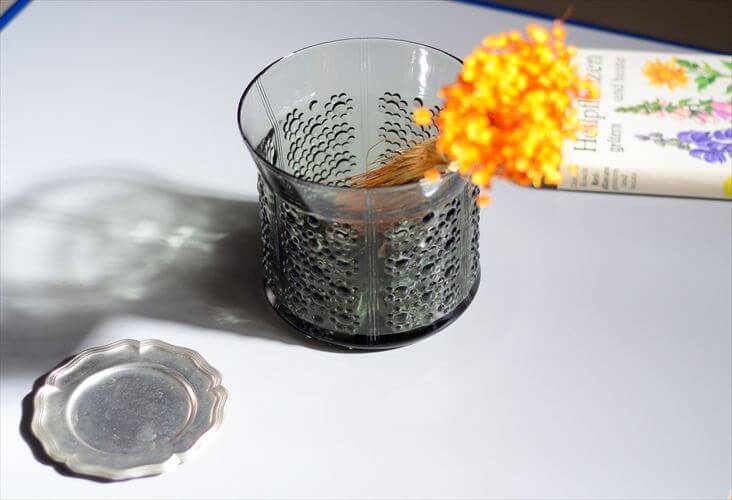 スウェーデン製 Orrefors Flora スモークガラスのプランター 花器 オレフォース 北欧 アンティーク ヴィンテージ