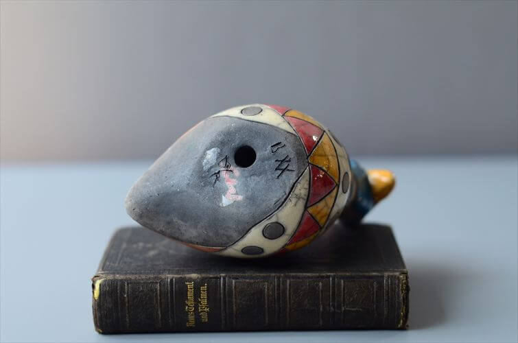 南アフリカの楽焼 カラフルなホロホロ鳥 Raku pottery Guinea Fowl 陶器 オブジェ フィギュア アンティーク