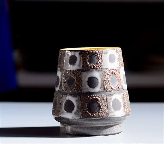 ドイツ製 Schlossberg ブロックタイルのような陶器の花瓶 花器 ミッドセンチュリー フラワーベース ヴィンテージ