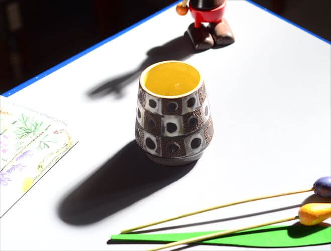 ドイツ製 Schlossberg ブロックタイルのような陶器の花瓶 花器 ミッドセンチュリー フラワーベース ヴィンテージ