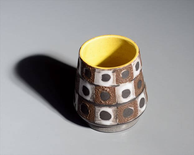 ドイツ製 Schlossberg ブロックタイルのような陶器の花瓶 花器 ミッドセンチュリー フラワーベース ヴィンテージ