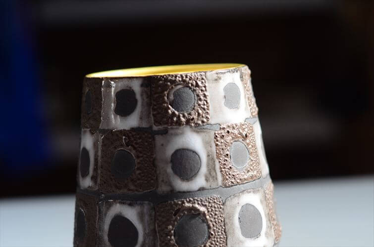 ドイツ製 Schlossberg ブロックタイルのような陶器の花瓶 花器 ミッドセンチュリー フラワーベース ヴィンテージ