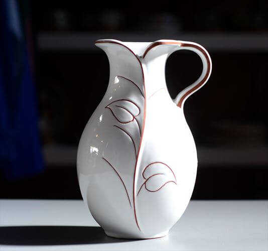 ドイツ製 Marei Keramik かわいいリーフ模様の陶器の花瓶 花器 ミッドセンチュリー フラワーベース ヴィンテージ