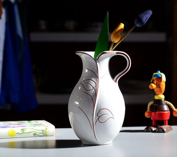 ドイツ製 Marei Keramik かわいいリーフ模様の陶器の花瓶 花器 ミッドセンチュリー フラワーベース ヴィンテージ