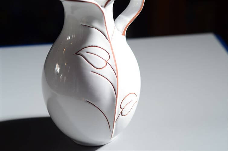 ドイツ製 Marei Keramik かわいいリーフ模様の陶器の花瓶 花器 ミッドセンチュリー フラワーベース ヴィンテージ