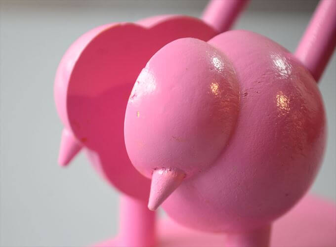 フィンランド製 aarikka 木製 小鳥のペーパーナプキンホルダー ピンク オブジェ フィギュア 置物 アーリッカ インテリア ヴィンテージ アンティーク_260216