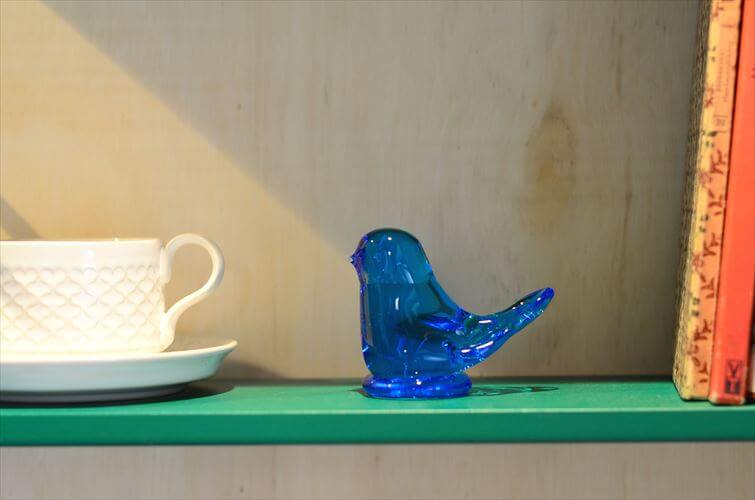 USA製 Terra Studios キレイなブルーガラスの小鳥 Bluebird of Happiness Leo Ward 青い鳥 フィギュア バード オブジェ ヴィンテージ_260403