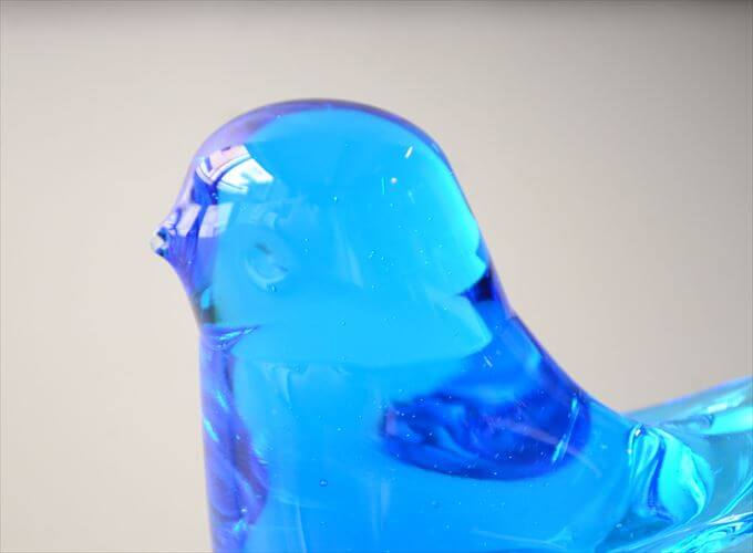 USA製 Terra Studios キレイなブルーガラスの小鳥 Bluebird of Happiness Leo Ward 青い鳥 フィギュア バード オブジェ ヴィンテージ_260403