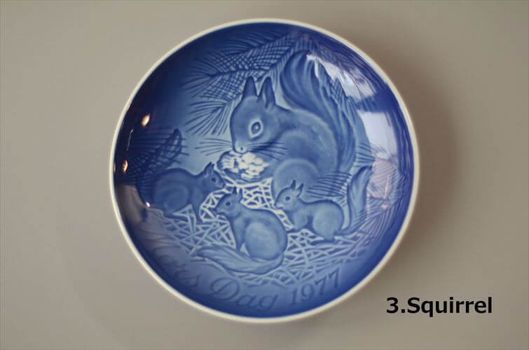 1970年代 デンマーク製 B&G マザーズデー記念プレート 絵皿 陶板 リス シロクマ 小鳥 モチーフ 北欧 アンティーク ヴィンテージ