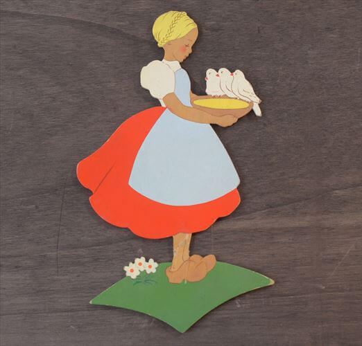 西ドイツ製 Mertens kunst かわいい女の子の 木製 壁掛け ウォールデコ メルテンス ヴィンテージ アンティーク_260415