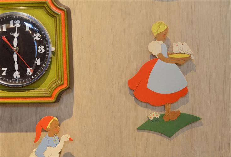 西ドイツ製 Mertens kunst かわいい女の子の 木製 壁掛け ウォールデコ メルテンス ヴィンテージ アンティーク_260415