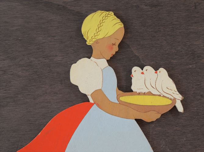 西ドイツ製 Mertens kunst かわいい女の子の 木製 壁掛け ウォールデコ メルテンス ヴィンテージ アンティーク_260415