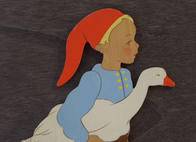 西ドイツ製 Mertens kunst アヒルを抱いた少年 木製 壁掛け ウォールデコ グリム童話 メルテンス ヴィンテージ アンティーク_260415