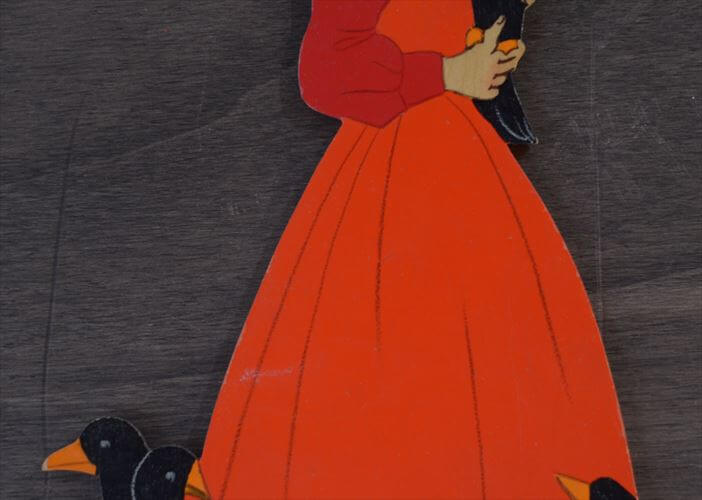 西ドイツ製 Mertens kunst カラスを可愛がる女の子 木製 壁掛け ウォールデコ グリム童話 メルテンス ヴィンテージ アンティーク_260415