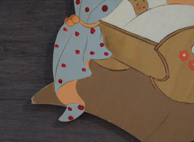 訳あり 西ドイツ製 Mertens kunst 眠る子供と天使 木製 壁掛け ウォールデコ グリム童話 メルテンス ヴィンテージ アンティーク_260415