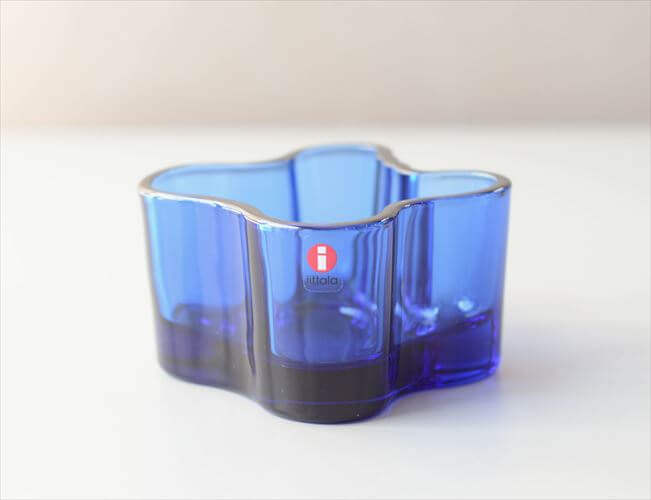 フィンランド製 iittala イッタラ Alvar Aalto キャンドルホルダー コバルト アルヴァ・アアルト 北欧 ガラス 燭台 トレー_260515