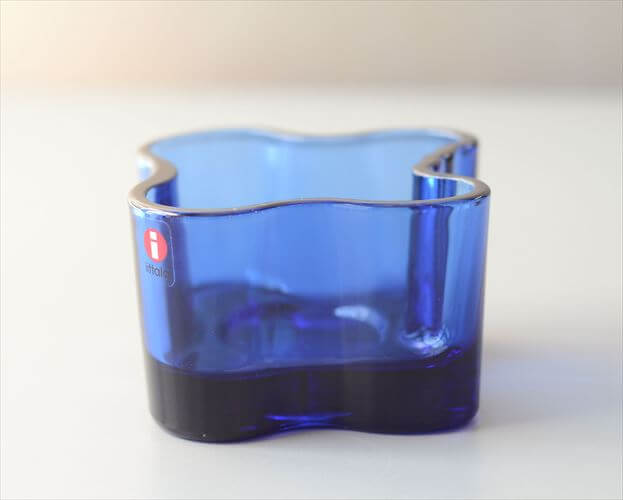 フィンランド製 iittala イッタラ Alvar Aalto キャンドルホルダー コバルト アルヴァ・アアルト 北欧 ガラス 燭台 トレー_260515