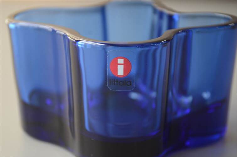 フィンランド製 iittala イッタラ Alvar Aalto キャンドルホルダー コバルト アルヴァ・アアルト 北欧 ガラス 燭台 トレー_260515
