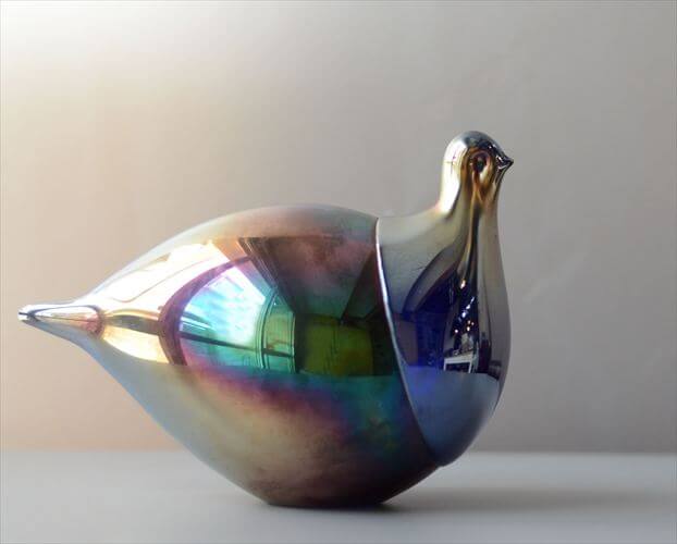 フィンランド製 Espoon Taidelasi Oy Glass Bird 大きなガラスの鳥 Keijo Kortesalo オブジェ 北欧 ヴィンテージ